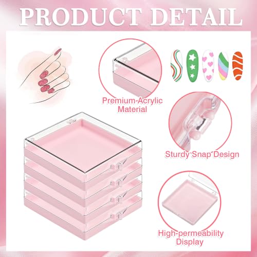 AceOrbit 48 Pcs Press on Nail Boxes with 180 Pcs Adhesive Double Sided Tape Acrylic Press on Nail Packaging Cases Pink Square Transparent Storage Case Organizer for Display Art Salon Supplies - color: Pink