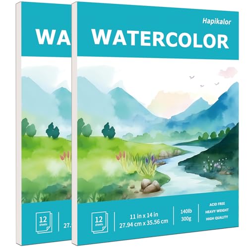 Hapikalor 2-Pack 11"x14" Watercolor Paper, 140lb/300g Water Color Paper - color: Teal, size: 11"x14"(Pack of 2) Pad