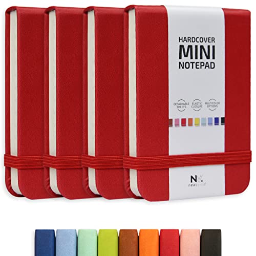 Tiny Notebook 3x4, Tear Off Small Notepad Pocket Size 4-Pack (Red) - color: Red