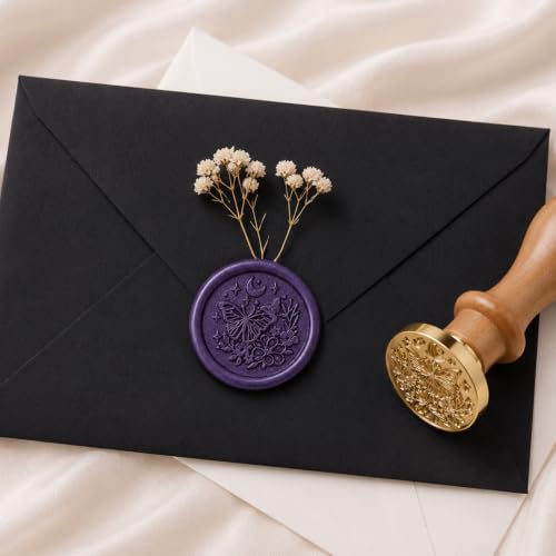 Butterfly Wax Seal Stamp, Animals Theme Brass Stamp with Wooden Handle - color: Butterfly