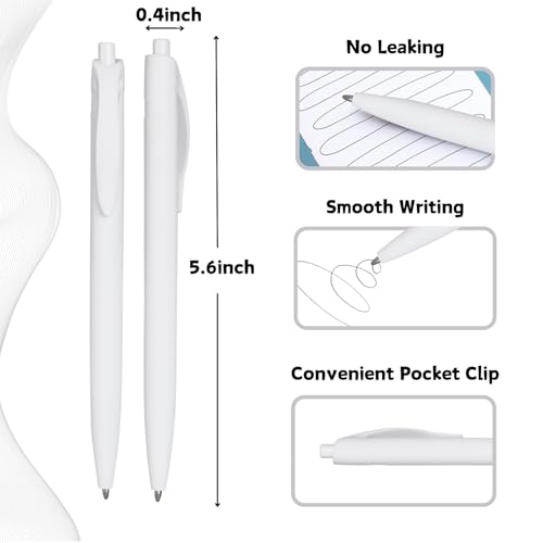 BallPoint Pens, 100 Pack (BLACK Ink),Bulk Pens, White Barrel,Click Pens for Office Home and School, Retractable Ballpoint Pens, Medium Point, 1.00MM (White) - color: White