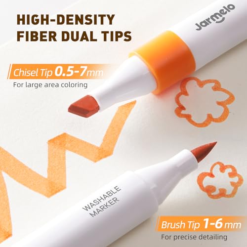 Jar Melo Washable Dual Tip Markers for Kids Ages 4-8, 24 Colors - color: 24 Colors
