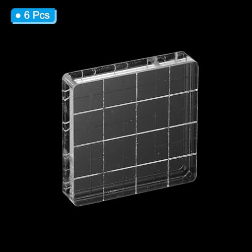 PATIKIL 1.6"x1.6" Acrylic Stamp Block, 6Pcs Clear Stamping Block with Grid Lines Decorative Mounting Blocks Square for Scrapbooking DIY Crafts Card Making - size: 1.6"x1.6"
