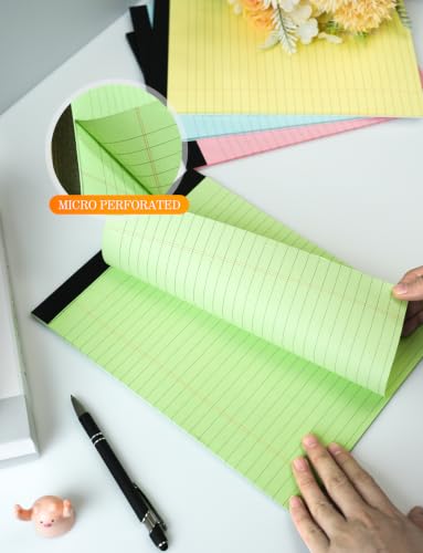 6 Pack Legal Pads 8.5 x 11, Colored Legal Pad Wide Ruled Colored Note Pads - size: 8.5x11 IN, style: Colors - 6 Pack