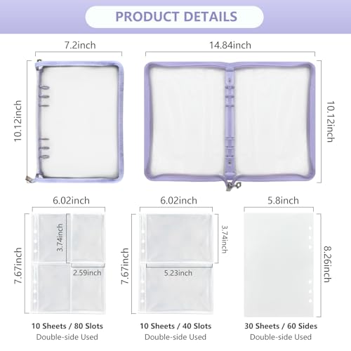 Reusable Sticker Storage Organizer Binder Collecting Book A5, Purple - color: Purple