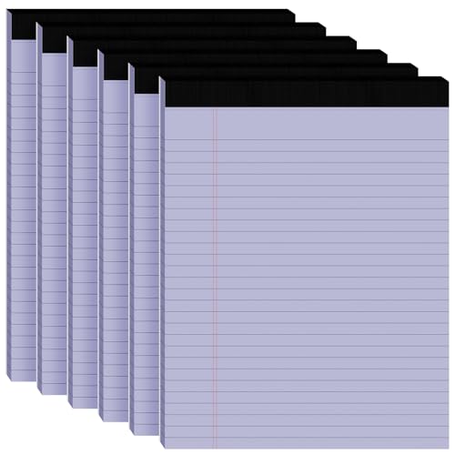 6pcs Legal Pads 8.5 x 11, Purple Notepads 8.5 x 11 In, Perforate Wide Ruled - color: Purple-6