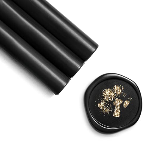 UNIQOOO Mailable Glue Gun Sealing Wax Sticks for Wax Seal Stamp - Black Color, Great for Wedding Invitations, Cards Envelopes, Snail Mails, Wine Packages, Gift Ideas, Pack of 8 - color: Black