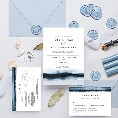 UNIQOOO Light Dusty Blue Glue Gun Sealing Wax Sticks for Wax Seal Stamp - Perfect for Wedding Invitations, Cards Envelopes, Snail Mails, Wine Packages, Christmas Gift Ideas, Pack of 8 - color: Dusty Blue