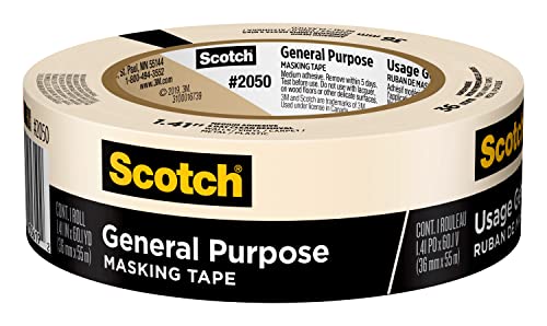 Scotch General Purpose Masking Tape, Tan, Tape for Labeling, Bundling and General Use, Multi-Surface Adhesive Tape, 1.41 Inches x 60 Yards, 1 Roll - size: 1.41 inches