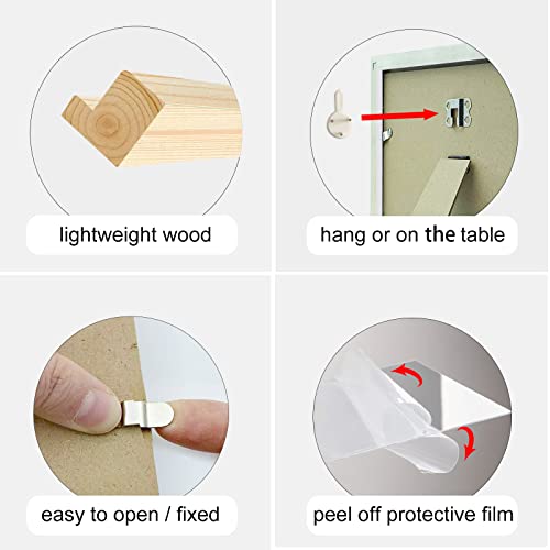 5x5 Picture Frames Set of 2, Square Natural Wood Grain Photo Frame for Tabletop or Wall Mounting - color: Grain, size: 5X5(2pcs)