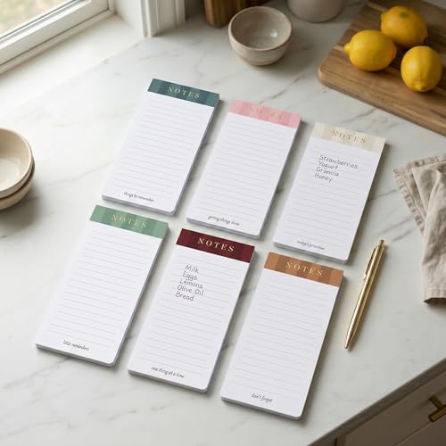 ZICOTO Beautiful Magnetic Notepads for Fridge - Set Of 6 To Do List Pads