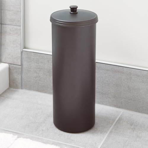 iDesign Freestanding Bathroom Toilet Paper Storage Holder, 2-Pack, Bronze - color: Bronze, size: Pack of 2, style: Lid with Handle