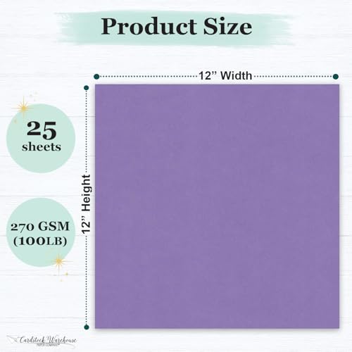 Cardstock Warehouse Pop-Tone Grape Jelly Purple Cardstock Paper – 25 Sheets, 12 x 12" - 100 lb / 270 GSM Premium Purple Card Stock for Die-cutting, Scrapbooking, Card Making & DIY Projects - color: Grape Jelly Purple