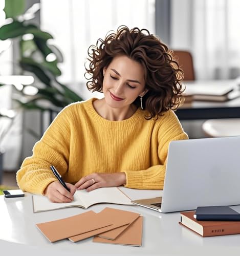 6 Pack A5 Blank Kraft Notebooks Bulk, 8.3x5.5 Inches, Journaling Notebooks - color: Brown, style: Brown-6-Blank
