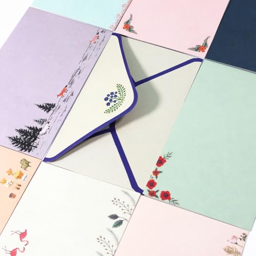 91 Pcs Stationery Paper Envelopes Set | Includes 60 Writing Stationery Paper & 30 Envelopes & 48 Stickers, Floral Letter Writing Stationery Paper (10 Style) - color: Sweet