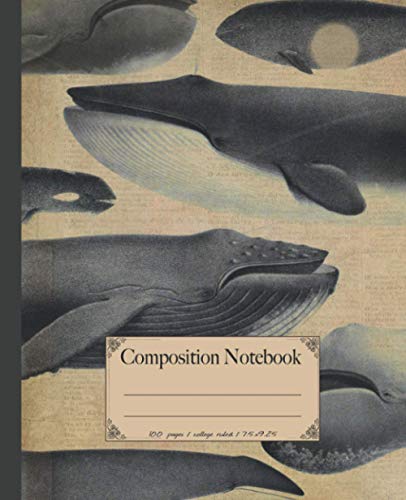 Composition Notebook: Premium Ocean sea life animals whale composition notebook. Vintage dictionary print style 100 page notebook college ruled. ... (Ocean Sea life & sea creatures notebooks.)