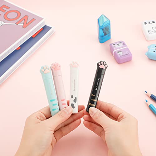 4 Pcs Cat Paw Mini Scissors Set, Cute Folding Stainless Steel, 4 Colors