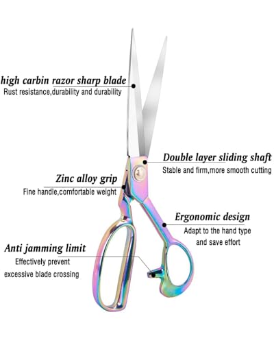 Heavy Duty Tailor Shears Set, Dressmaking Scissors Fabric Scissors Stainless Steel Sharp Shears & Soft-Grip Handle for Cutting Fabric, Clothes, Leather, Denim, Altering, Sewing (Colorful) - color: Colorful