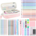 JIZHIYUAN 54PC Aesthetic School Supplies with Pink Pencil Case for Students - color: Pink