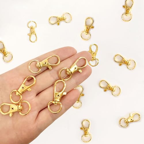 50PCS Metal Lobster Claw Clasp with Key Ring, 25PCS Keychains Clips Hooks and 25PCS Key Chain Rings, Key Chains Rings Accessories Making kit for Crafts, Gold - color: Gold