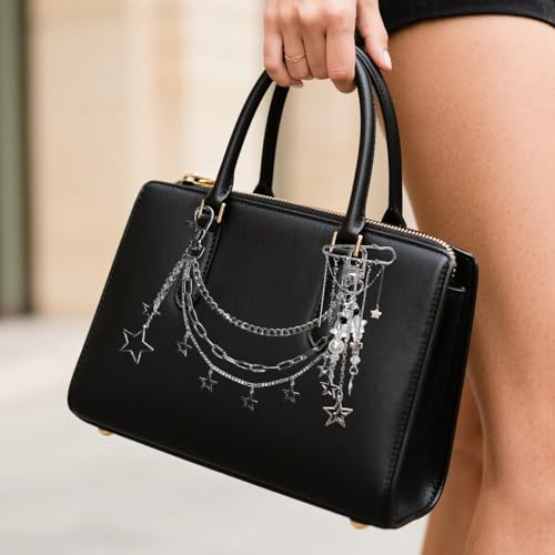 3 Piece Silver Bag Charms Set, Y2k Purse Charms and Chains, DIY Bag Accessories with Keychain - style: Y2k-1