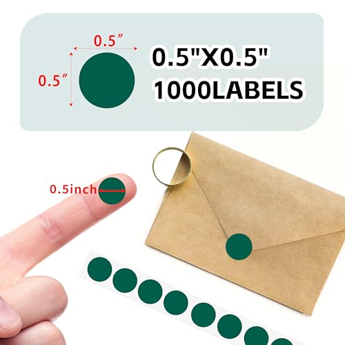 1/2 inch Round Color Coding Labels, 1000pcs Circle Dot Stickers, Dark Green - color: Dark Green, size: 1 Roll-1000PCS