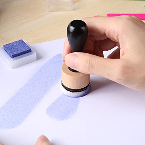 Ink Paints Mixing Blending Tool Mini Round Foam Refills, for Scrapbooking Craft, Control of Ink Placement, No More Inky Fingers Ink Blending Tool with Spare Pads for Rubber Stamping & Scrapbooking - color: 2 Handle + 24 Foam Refills