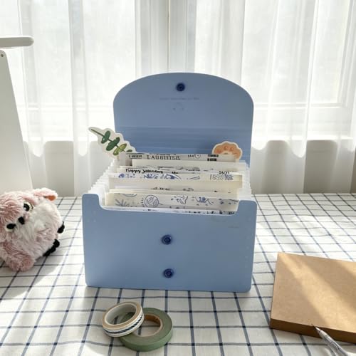 13-Pockets Sticker Storage Organizer,washi Tape Organizer,Expandable Accordion File Folder Sticker Book,Collecting for Storage Invoice/Receipt/Cards/Coupon/Tickets (Blue) - color: Blue