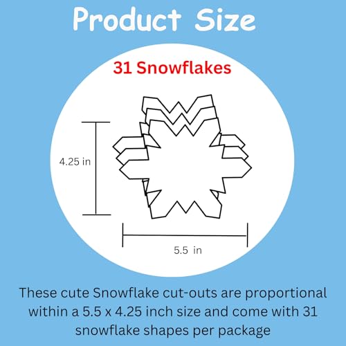SHAPES ETC. 5.5" x 5.5" Snowflake Creative Cut-Outs, White, 31-Count - color: Whsnowflakeite Snowflake
