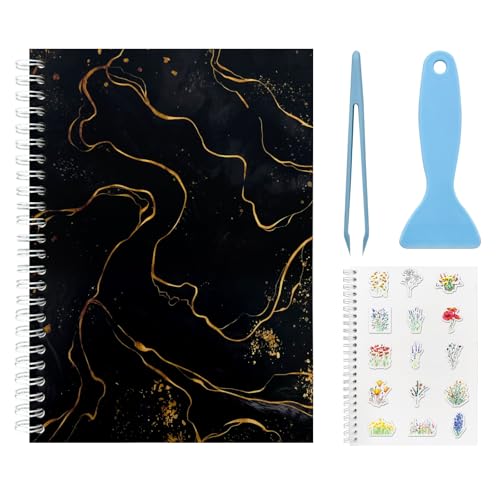 DHATMYC Reusable Sticker Collecting Book Storage Album with 60 Sheets Blank Release Paper - A5 Size Sticker Collection Organizer Book for Adults with Tools (Black) - color: Black