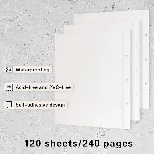 Vienrose Self Adhesive Photo Album Refill Pages 3 Ring Binder 240 Pages - size: 120 Sheets/ 240 Pages