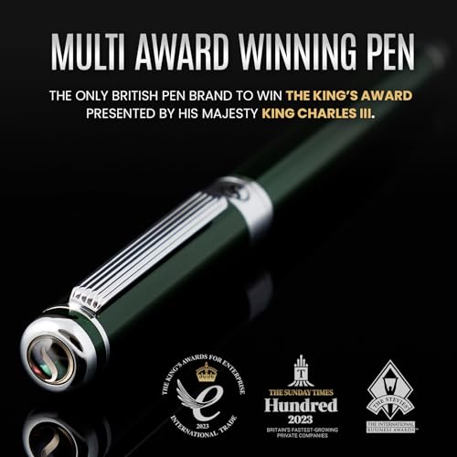 Scriveiner British Racing Green Fountain Pen - Stunning Luxury Pen with Chrome Finish, Schmidt Nib (Medium), Best Pen Gift Set for Men & Women, Professional, Executive, Office, Nice Pens - color: 10. British Racing Green with Chrome, style: Medium Nib