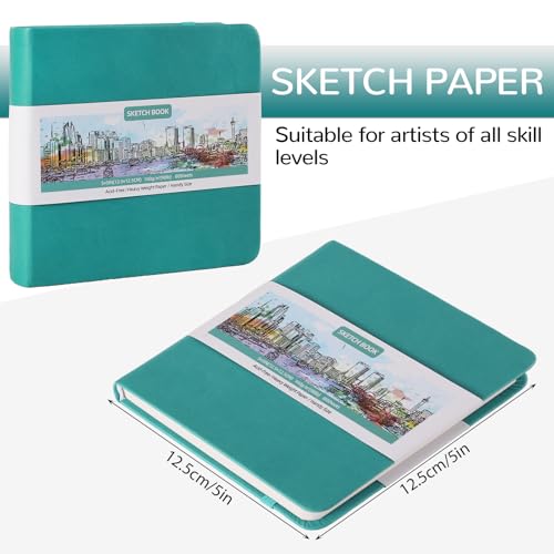 Pocket Sketchbook, 5 × 5 in, 80 Sheets Small Sketch Book, Dark Blue - color: Dark Blue
