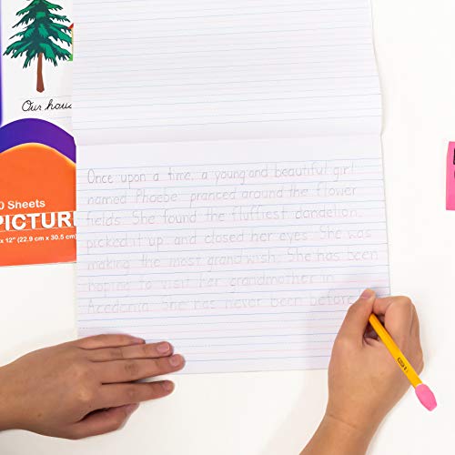 BAZIC Products Cursive Handwriting Pad – 10.5" X 8", Handwriting Paper, Kids Learning Practice Workbook, Writing Paper with Lines for Kids, Toddler, Kindergarten, 50 Sheets/Pack, 2-Pack