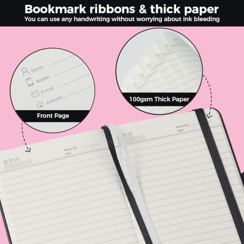 (3 Pack) Small Notebook Pocket Journal, 3.7" x 5.7", A6 Mini Notepad with Pen, for Women Men Work Writing Note Taking, Hardcover, Black Leather - color: 3 Black Tree, size: A6