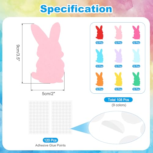 PATIKIL Bulletin Cutouts Paper, 108 Pcs Easter Bunny Shape Bulletin Board Paper Cut Outs Decorations with Adhesive Points for Classroom DIY Crafts Projects Party Supplies, Multicolored - style: Easter Bunny Shape