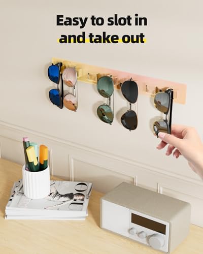 MaxGear Sunglasses Organizer Wall, 2-Pack Acrylic Eyewear Display Holder | Sunglasses Storage with 14 Slots, Includes Adhesive Tape & Screws, Wall Mounted Shelf for Closet, Cabinet, Iridescent - color: Iridescent