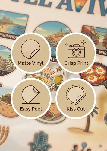 Tel Aviv Sticker Sheet, Tel Aviv Stickers for Laptop & Journal - style: Tel Aviv