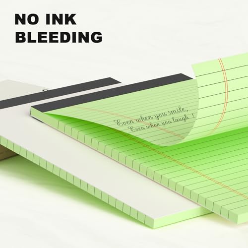 AILZFEI 6pcs Small Note Pad 5x8 College Ruled Green Legal Pads Paper Notepads 6 Pack Study Back Writing Pads 5 x 8 Legal Pads Perforated Narrow Ruled Pads of Paper Green - color: Green