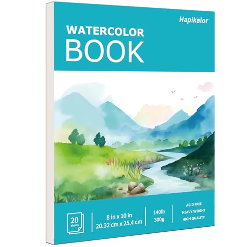 Hapikalor Watercolor Paper Pad, 8"x10" Water Color Paper, 140lb/300gsm Teal - color: Teal, size: 8"x10" Pad