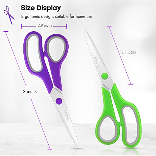 Scissors Bulk Set of 5-Pack, Niutop 8" Multipurpose Sharp Sewing Craft Fabric Scissors for Office Home High/Middle School Student Office Teacher Art Supplies, Soft Comfort-Grip Right/Left Handles - color: 5 Packs