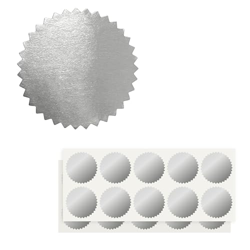 2 inch Round Silver Foil Stickers for Embossing 200 Pcs - color: Silver