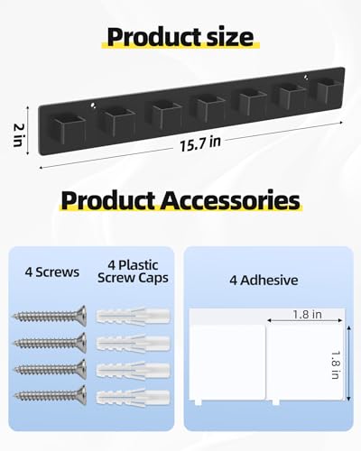 MaxGear Sunglasses Organizer Wall, 2-Pack Acrylic Eyewear Display Holder | Black Sunglasses Storage 14 Slots, Includes Adhesive Tape & Screws, Black Wall Mounted Shelf for Closet, Cabinet, Door - color: Black