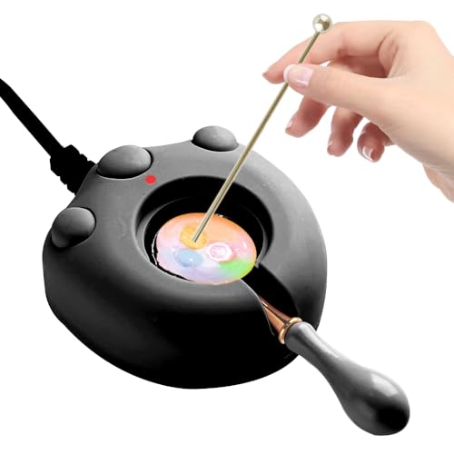 Electric Wax Seal Stamp Warmer,Black Electrice Sealing Stamp Warmer Melter for Melting Wax Seal Beads Sticks with Spoon, Stirring to Do DIY Craft (Black) - color: Black