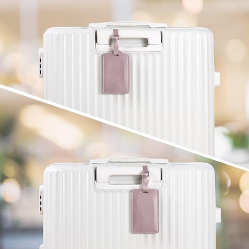 Vigorport Luggage Tags, Leather Personalized Suitcase Tag Set of 4 Pack - color: Rose Gold