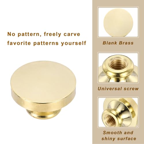 PATIKIL 25mm Blank Wax Seal Stamp, 5 Pack Round Sealing Wax Stamp Vintage Retro Brass Head for Envelope Invitation Cards