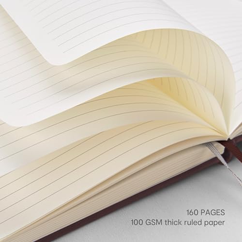 &And Per Se Lined Journal and Pen Set, A5 Leather Hardcover Notebook with Pen & Stationary Set, 160 Pages 100GSM Thick Ruled Paper Journal for Business Work Writing (Brown, Gift Set) - color: Brown