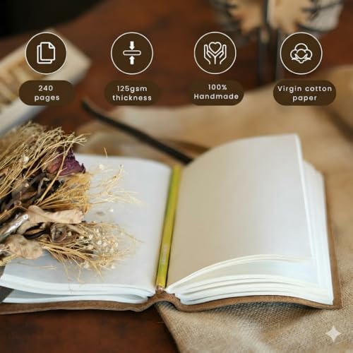Handmade Dark Brown Leather Journal Notebook 9x6 Writing Diary - color: DARK BROWN, size: 9X6 Inches