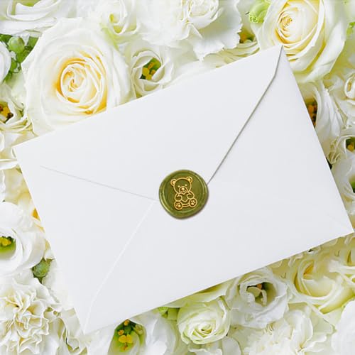 1" Bear Wax Seal Stamp Retro Sealing Stamps Removable Brass Head Seal Stamp with Wooden Handle Sealing Wax for Envelope Greeting Card Letter Wedding Invitations Gift Wrapping Decor - style: Bear