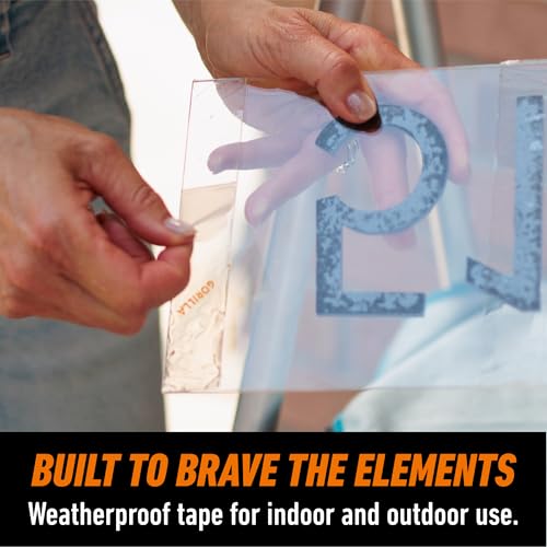 Gorilla Tough & Clear, Double Sided Mounting Tape, Weatherproof, 1" x 60", Clear, (Pack of 12) - size: (Pack of 12)"